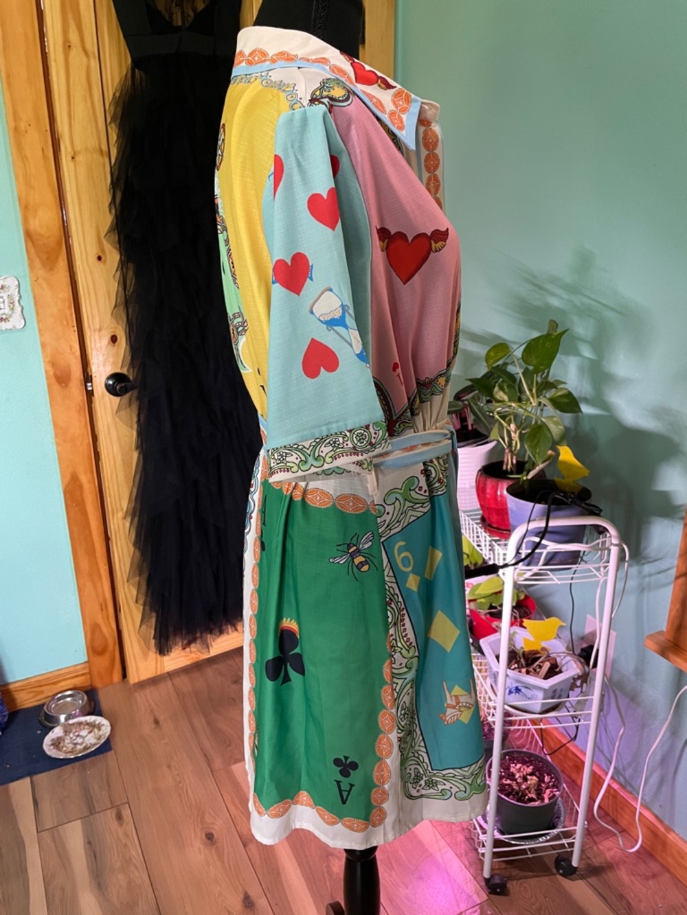 Dolce & Gabbana Multicolor Patchwork Shirt Dress in Pink, Teal, Orange and Green - Picture 4 of 4